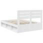 Preview: Bettrahmen mit Kopfteil Weiß 140 x 190 cm Massives Kiefernholz