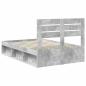 Preview: Bettrahmen Beton Grau 135 x 190 cm Massives Kiefernholz