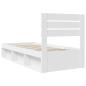 Preview: Bettrahmen mit Kopfteil Weiß 100 x 200 cm Massives Kiefernholz