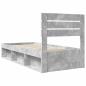 Preview: Bettrahmen Beton Grau 100 x 200 cm Massives Kiefernholz