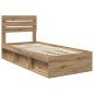 Preview: Bettrahmen Artisan-Eiche 90 x 190 cm Massives Kiefernholz