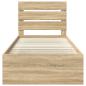 Preview: Bettrahmen Sonoma-Eiche 90 x 200 cm Massives Kiefernholz