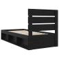 Preview: Bettrahmen Schwarz 75 x 190 cm Massives Kiefernholz