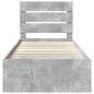 Preview: ARDEBO.de - Bettrahmen Beton Grau 75 x 190 cm Massives Kiefernholz