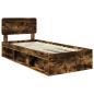 Preview: Bettrahmen Geräucherte Eiche 90 x 190 cm Massives Kiefernholz