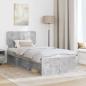Preview: Bettrahmen Beton Grau 75 x 190 cm Massives Kiefernholz