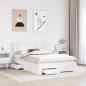 Preview: Bettrahmen mit Kopfteil Weiß 150 x 200 cm Holzwerkstoff