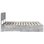 Preview: Bettrahmen mit Kopfteil Beton Grau 140 x 190 cm Holzwerkstoff