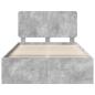 Preview: Bettrahmen Beton Grau 135 x 190 cm Massives Kiefernholz