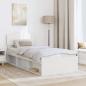 Preview: Bettrahmen mit Kopfteil Weiß 75 x 190 cm Massives Kiefernholz