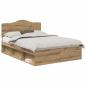 Preview: Bettrahmen mit Kopfteil Kunsthandwerk Eiche 150 x 200 cm