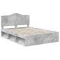 Preview: Bettrahmen mit Kopfteil Beton 140 x 190 cm Massives Kiefernholz