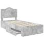 Preview: Bettrahmen mit Schubladen Beton Grau 100 x 200 cm Holzwerkstoff
