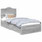 Preview: Bettrahmen mit Kopfteil Graues Sonoma 90 x 200 cm Holzwerkstoff