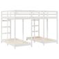 Preview: Etagenbett Weiß 140 x 200 cm Massives Kiefernholz