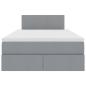 Preview: Bett mit Stauraum und LED Hellgrau 120 x 190 cm Polyester