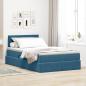 Preview: ARDEBO.de - Bett mit Stauraum und LED mit Matratze Blau 120 x 190 cm Samt