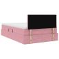 Preview: Bett mit Stauraum und LED mit Matratze Rosa 120 x 190 cm Samt