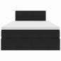 Preview: ARDEBO.de - Bett mit Stauraum und LED Schwarz 120 x 190 cm Samt