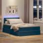 Preview: Bett mit Stauraum und LED mit Matratze Blau 120 x 190 cm Samt