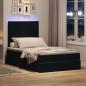 Preview: Bett mit Stauraum und LED Schwarz 120 x 190 cm Samt