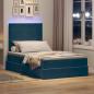 Preview: Bett mit Stauraum und LED mit Matratze Blau 120 x 190 cm Samt