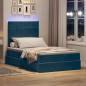 Preview: Bett mit Stauraum und LED mit Matratze Blau 120 x 190 cm Samt