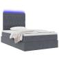 Preview: ARDEBO.de - Bett mit Stauraum und LED Dunkelgrau 120 x 190 cm Samt