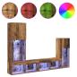 Preview: TV-Wandgeräte mit LED-Lichtleisten 4 pcs Altholz Holzwerkstoff