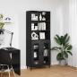 Preview: Highboard Schwarz Eichen-Optik 69,5 x 34 x 180 cm