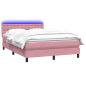 Preview: Boxspringbett mit Matratze & LED Rosa 160x210 cm Samt