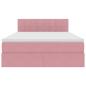 Preview: Bett mit Stauraum und LED mit Matratze Rosa 140 x 190 cm Samt