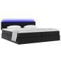 Preview: ARDEBO.de - Bett mit Stauraum und LED Hellgrau 200 x 200 cm Kunstleder