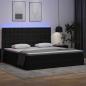 Preview: Bett mit Stauraum und LED Schwarz 200 x 200 cm Kunstleder