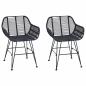 Preview: Esszimmerstuhl 2 pcs Schwarz 55 x 50 x 74 cm Rattan und Eisen
