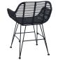 Preview: Esszimmerstuhl 2 pcs Schwarz 55 x 50 x 74 cm Rattan und Eisen