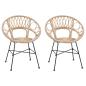 Preview: Esszimmerstuhl 2 pcs Natur 65 x 55,5 x 81 cm Rattan und Eisen