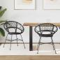 Preview: ARDEBO.de - Esszimmerstuhl 2 pcs Schwarz 65 x 55,5 x 81 cm Rattan und Eisen