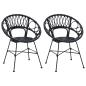 Preview: Esszimmerstuhl 2 pcs Schwarz 65 x 55,5 x 81 cm Rattan und Eisen