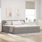 Preview: ARDEBO.de - Bett mit Stauraum und LED Taupe 200 x 200 cm Polyester