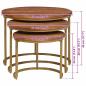 Preview: Nesting-Couchtische 3 pcs Honigbraun Massivholz Mango und Stahl