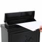 Preview: Wandmontierter Briefkasten mit Speicher Schwarz 29 x 13 x 41 cm