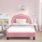 Preview: Kinderbettgestell mit Kopfteil Rosa 90 x 190 cm Samt