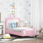 Preview: ARDEBO.de - Kinderbettgestell mit Kopfteil Rosa 70 x 140 cm PU