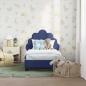 Preview: Kinderbettgestell mit Kopfteil Polizeiblau 70 x 140 cm Samt