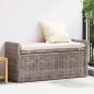 Preview: ARDEBO.de - Sitzbank mit Stauraum mit Kissen Grau 110 x 40 x 50 cm Rattan