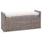 Preview: Sitzbank mit Stauraum mit Kissen Grau 110 x 40 x 50 cm Rattan