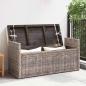 Preview: Sitzbank mit Stauraum mit Kissen Grau 110 x 40 x 50 cm Rattan