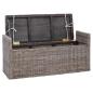 Preview: Sitzbank mit Stauraum mit Kissen Grau 110 x 40 x 50 cm Rattan