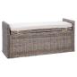Preview: Sitzbank mit Stauraum mit Kissen Grau 110 x 40 x 50 cm Rattan